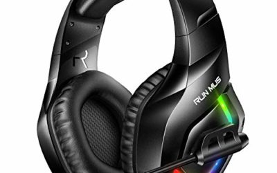 RUNMUS Gaming Headset PS4 Headset with 7.1 Surround Sound, Xbox One Headset with Noise Canceling Mic & RGB Light, Compatible w/ PS4, Xbox One(Adapter Not Included), PC, Laptop NS Game Boy Advance