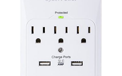 CyberPower CSP300WUR1 Professional Surge Protector, 600J/125V, 3 Outlets, 2 USB Charge Ports (2.1 Amps Shared) Wall Tap Plug, White