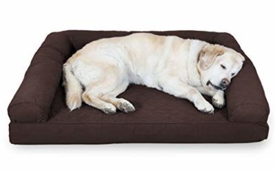 Furhaven Pet Dog Bed – Cooling Gel Memory Foam Quilted Traditional Sofa-Style Living Room Couch Pet Bed w/ Removable Cover for Dogs & Cats, Coffee, Jumbo