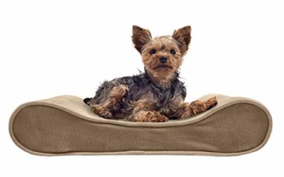 Furhaven Pet Dog Bed – Orthopedic Micro Velvet Ergonomic Luxe Lounger Cradle Mattress Contour Pet Bed w/ Removable Cover for Dogs & Cats, Clay, Small