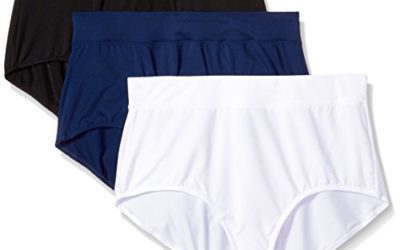 Warner's Women's Blissful Benefits No Muffin Top 3 Pack Brief Panty, Black/Navy Ink/White, L