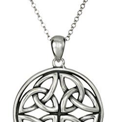 Sterling Silver Celtic Triquetra Trinity Knot Medallion Pendant Necklace, 18"