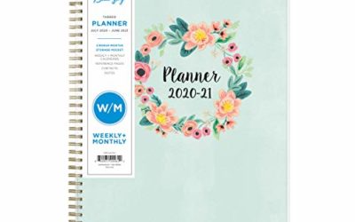 Blue Sky 2020-2021 Academic Year Weekly & Monthly Planner, Frosted Flexible Cover, Twin-Wire Binding, 8.5" x 11", Laurel