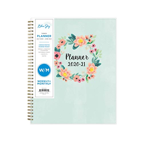 Blue Sky 2020-2021 Academic Year Weekly & Monthly Planner, Frosted Flexible Cover, Twin-Wire Binding, 8.5" x 11", Laurel