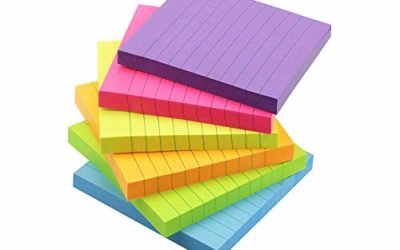 Early Buy 6 Bright Color Lined Sticky Notes Self-Stick Notes 3 in x 3 in, 100 Sheets/Pad, 6 Pads/Pack