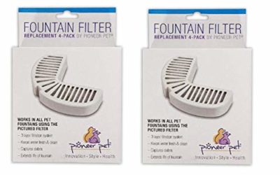 Pioneer Pet Replacement Filters for Ceramic & Stainless Steel Fountains, Raindrop Filters (8 Filters)
