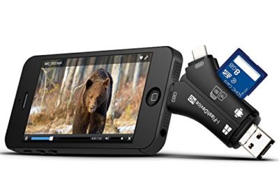 MOSPRO Trail Camera Viewer for iPhone iPad Mac & Android, SD & Micro SD Memory Card Reader to View Photos and Videos from any Wildlife Scouting Game Cam on Smartphone for Deer Hunter Black