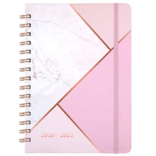2020-2021 Planner – Academic Weekly & Monthly Planner with Tabs, 6.3" x 8.4", July 2020 – June 2021, Hardcover with Back Pocket + Thick Paper + Banded, Twin-Wire Binding – Pink Marble
