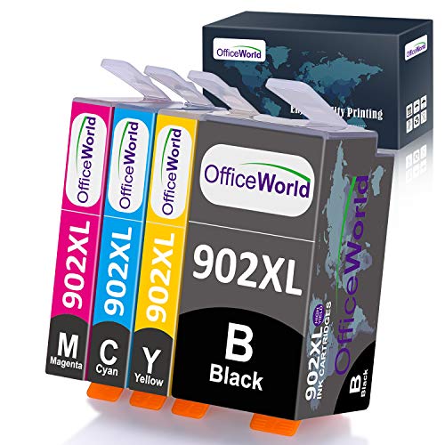 OfficeWorld Compatible Ink Cartridges Replacement for HP 902XL 902 XL Used for OfficeJet Pro 6968 6978 6958 6962 6960 6970 6979 6954 6975 Printer, 4-Pack (1 Black, 1 Magenta, 1 Cyan, 1 Yellow)