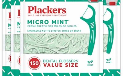 Plackers Micro Mint Dental Floss Picks, 150 Count, Pack of 4