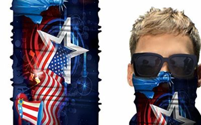 Huryfox Face Bandana, American Flag Neck Gaiter, 4th of July Non-Slip Headwear Face Cover (18.8'' L x 9.4'' W)