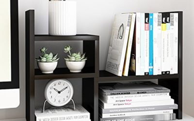 Jerry & Maggie – Desktop Organizer Office Storage Rack Adjustable Wood Display Shelf | Birthday Gifts – Toy – Home Decor | – Free Style Rotation Display – True Natural Stand Shelf Black