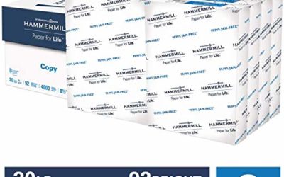 Hammermill 20lb Copy Paper, 8.5 x 11, 8 Ream Case, 4,000 Sheets, Made in USA, Sustainably Sourced From American Family Tree Farms, 92 Bright, Acid Free, Economical Multipurpose Printer Paper, 113640C