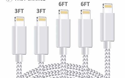 MFi Certified iPhone Charger, KRISLOG  [3/3/6/6/10ft, 5Pack]  Lightning Cable- Lightning iPhone Charger Cable Lead Nylon USB Fast Charging Compatible iPhone 11 Pro XS Max X XR 8 7 6s 6 Plus iPad