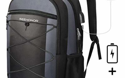 Laptop Backpack, SEEHONOR Travel Laptop Backpack with USB Charging Port, 15.6 Inch Slim Business Computer Backpack for Men Women Water Resistant Anti Theft College Bookbag School Bag