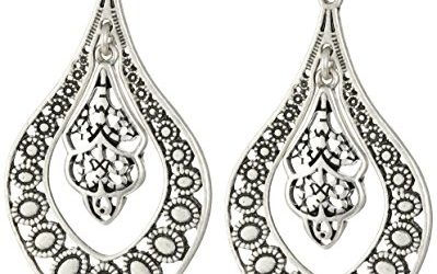 Lucky Brand Silver Filigree Oblong Earrings