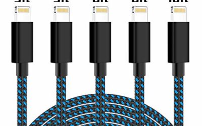 PLmuzsz MFi Certified iPhone Charger Lightning Cable 5 Pack High Speed Nylon Braided USB Fast Charging&Data Syncs Cord Compatible iPhone Xs/Max/XR/X/8/8Plus/7/7Plus/6S/6S Plus/SE/iPad/Nan (Black&Blue)