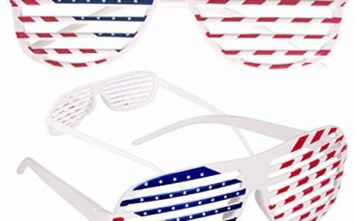American Flag USA Patriotic Shutter Shades Sunglasses – 12 Pairs Fourth of July Party Favors Patriotic Decorations Red White and Blue Glasses 12 Pack