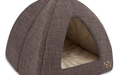 Best Pet Supplies, Inc. Pet Tent Soft Bed for Dog & Cat Brown Linen, 16" x H: 14"