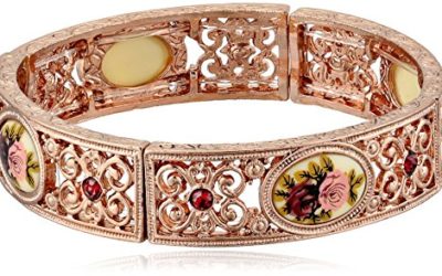 1928 Jewelry Victorian Inspired Floral Manor House Rose Gold-Tone Bracelet
