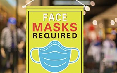 Social Distancing Sign Flag with Super Suction Cup – Face Masks Required Prior to Entry Flag for Wall Window Any Smooth Surface, 18"x12.5" Yellow
