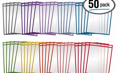 Dry Erase Pocket Sleeves, 50 Count, Crystal Clear, by Better Office Products, Oversized, 10.25" x 13.75", Heavy Duty Dry Erase Pocket Sheet Protectors, Reusable Pockets with 10 Assorted Colors,50 Pack