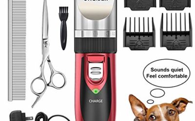 oneisall Pet Grooming Clipper Kits Low Noise Dog and Cat Rechargeable Cordless Electric Queit Clippers Set (Red)