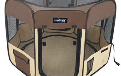 EliteField 2-Door Soft Pet Playpen, Exercise Pen, Multiple Sizes and Colors Available for Dogs, Cats and Other Pets (42" x 42" x 24"H, Brown+Beige)