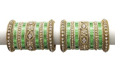MUCH-MORE Beautiful Multi Color Bangles For Women & Girls Wedding Jewelry (Pista, 2.4)
