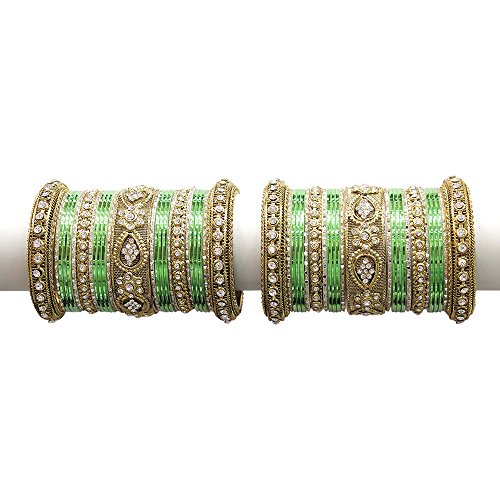 MUCH-MORE Beautiful Multi Color Bangles For Women & Girls Wedding Jewelry (Pista, 2.4)