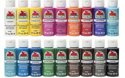 Apple Barrel PROMOABI Matte Finish Acrylic Craft Paint Set Designed for Beginners and Artists, Non-Toxic Formula that works on All Surfaces, Assorted Colors 1, 18 Count