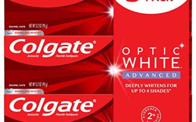 Colgate Optic White Advanced Teeth Whitening Toothpaste, 2% Hydrogen Peroxide, Sparkling White – 3.2 Ounce (3 Pack)