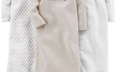 Simple Joys by Carter's Baby 3-Pack Neutral Cotton Sleeper Gown, Grey/White, 0-3 Months
