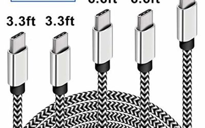 USB C Cable Fast Charging 3A 5-Pack (3.3/3.3/6.6/6.6/10FT) Nylon Braided USB Type C Cable Fast Charging Cord for Samsung Galaxy S10 S9 S8 Plus Note 10 9 8,Moto Z Z3,LG V50 G8,Other USB C Devices