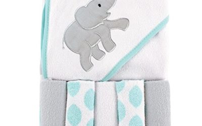 Luvable Friends Unisex Baby Hooded Towel with Five Washcloths, Ikat Elephant, One Size