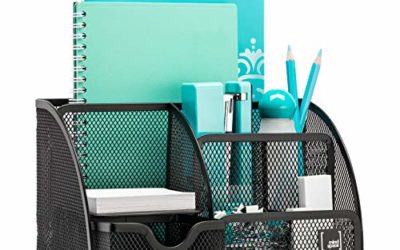 Mindspace Office Desk Organizer with 6 Compartments + Drawer | The Mesh Collection, Black