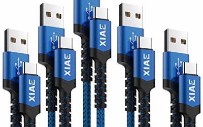 USB C Cable,XIAE 5Pack (3/3/6/6/10FT) USB-A to Type C Nylon Braided Fast Charging Cable Aluminum Housing Compatible with Samsung Galaxy S10 S9 Note 9 8 S8 Plus,LG V30 V20 G6,Huawei P30/P20-Navy&Blue