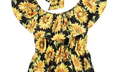 Newborn Baby Girls Sunflower Romper Off Shoulder Bodysuit Jumpsuit Sunsuit Outfits Set Clothes (Black, 6-12 Months)