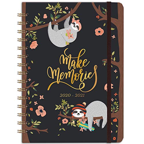 Planner 2020-2021 – Academic Weekly & Monthly Planner with Tabs, 6.3" x 8.4", July 2020 – June 2021, Hardcover with Back Pocket + Thick Paper + Banded, Twin-Wire Binding – Cute Sloth