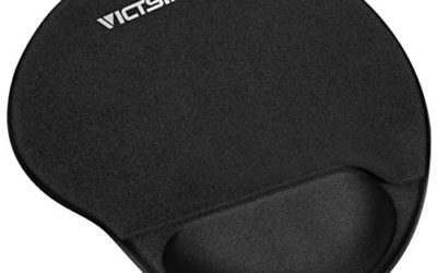 VicTsing Mouse Pad, Ergonomic Mouse Pad with Gel Wrist Rest Support, Gaming Mouse Pad with Lycra Cloth, Non-Slip PU Base for Computer, Laptop, Home, Office & Travel, Black