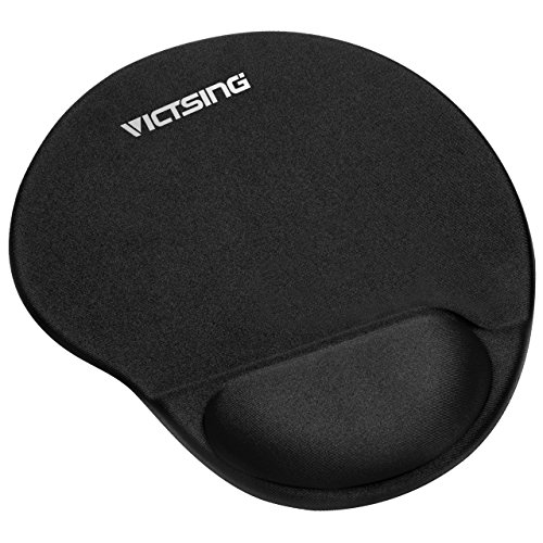 VicTsing Mouse Pad, Ergonomic Mouse Pad with Gel Wrist Rest Support, Gaming Mouse Pad with Lycra Cloth, Non-Slip PU Base for Computer, Laptop, Home, Office & Travel, Black