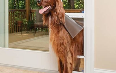 PetSafe Freedom Aluminum Patio Panel Sliding Glass Dog and Cat Door, Adjustable 76 13/16 in to 80 11/16 in – Large-Tall White Pet Door