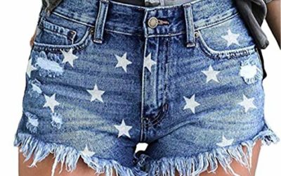 onlypuff Ladies Fray Distressed Denim Shorts Junior Shorts High Waist Zipper L