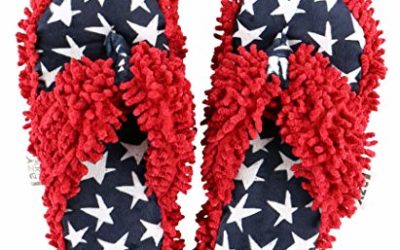 Lazy One Spa Flip-Flop Slippers for Women, Girls' Fuzzy House Slippers, USA, America, Flag (Large/X-Large)