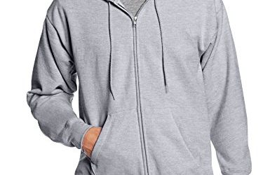 Hanes Men's Full-Zip Eco-Smart Fleece Hoodie, Light Steel, Medium