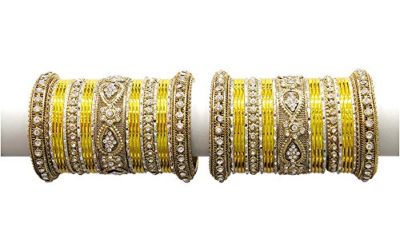 MUCH-MORE Beautiful Multi Color Bangles For Women & Girls Wedding Jewelry (Yellow, 2.6)