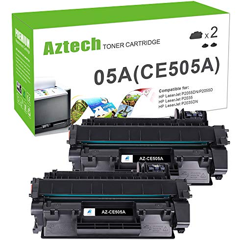 Aztech Compatible Toner Cartridge Replacement for HP 05A CE505A Laserjet P2035 P2035N P2055DN (Black, 2-Pack)