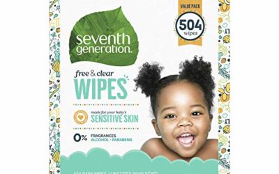 Seventh Generation Baby Wipes, Free & Clear Unscented and Sensitive, Gentle as Water, with Flip Top Dispenser, 504 count (Packaging May Vary)