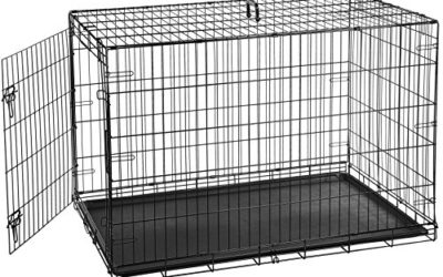 AmazonBasics Single-Door & Double-Door Folding Metal Dog or Pet Crate Kennel with Tray, 48 x 30 x 32.5 Inches