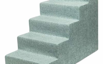 USA Made Pet Steps/Stairs with CertiPUR-US Certified Foam for Dogs & Cats by Best Pet Supplies – Pale Teal, 5-Step (H: 22.5")